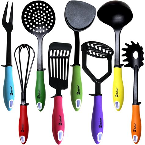 Kitchen Utensils Cooking Set by Chefcoo™ Includes 8 Pieces Non-stick Cookware Gadgets – Masher ...