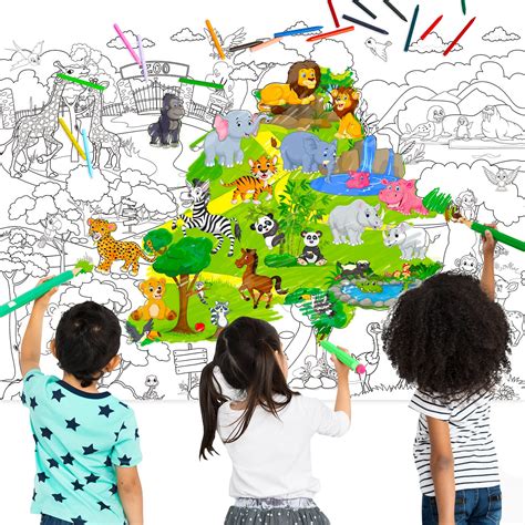 Buy Zoo Jumbo Giant Coloring for Kids 45 x 32 Inch Table Wall Coloring ...