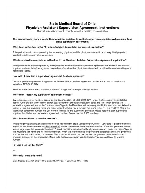 Ohio Addendum Physician Assistant Agreement - Fill Online, Printable, Fillable, Blank | pdfFiller