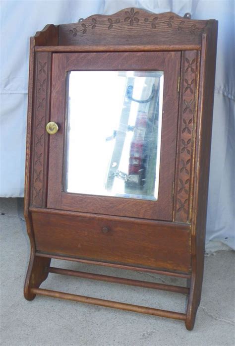 Antique Oak Medicine Cabinet With Mirror - Antique Poster