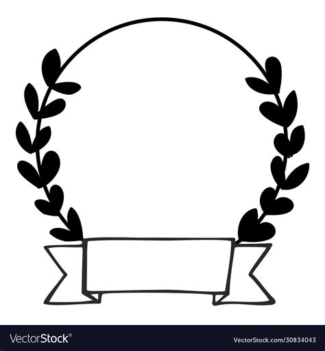 Laurel wreath black and white photo frame Vector Image