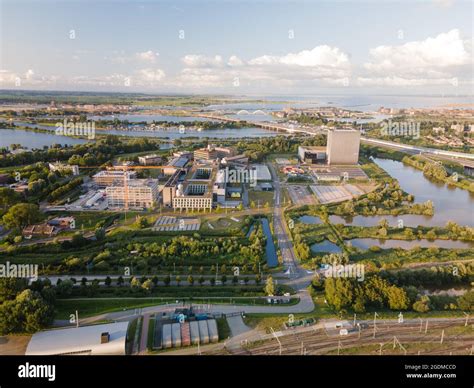 Amsterdam, 8th of August 2021, Aerial view of Amsterdam science park in East part of amsterdam ...