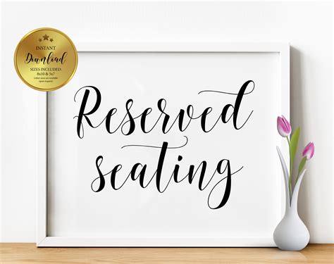 Reserved Seating Signs Template