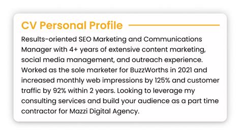 CV Personal Profile - Examples, Template, & How to Write (2025)