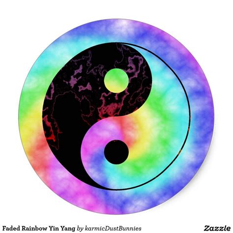 Faded Rainbow Yin Yang Classic Round Sticker Arte Yin Yang, Ying Y Yang ...