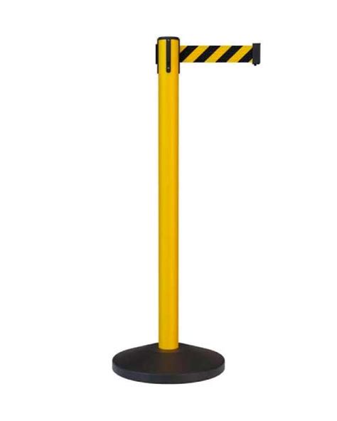 Retractable Belt Barrier Stanchions With Black Yellow Belt - Save 10%