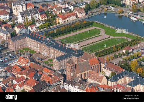 France, Bas Rhin (67), Saverne town, Chateau des Rohan castle (aerial ...