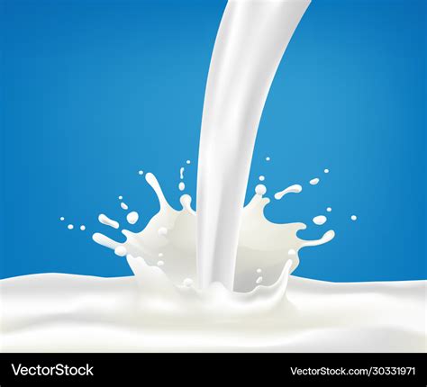 Milk splash and pouring white splatter on blue Vector Image