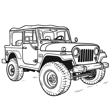 Jeep Drawing Free Printable Coloring Pages Free Printable Jeep Coloring Page Outline Sketch ...