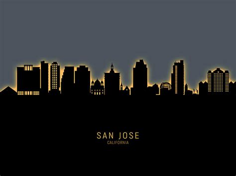 San Jose California Skyline Digital Art by Michael Tompsett - Pixels