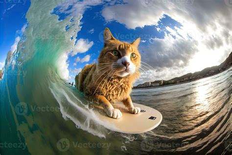 gato surf en Hawai me gusta un Pro cirujano ilustración generativo ai ...