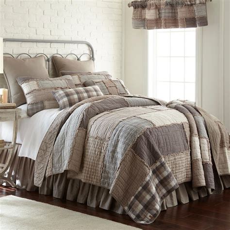 Donna Sharp Smoky Cobblestone Rag Quilted Country Rustic *QUEEN* 3 Pc Quilt Set | eBay