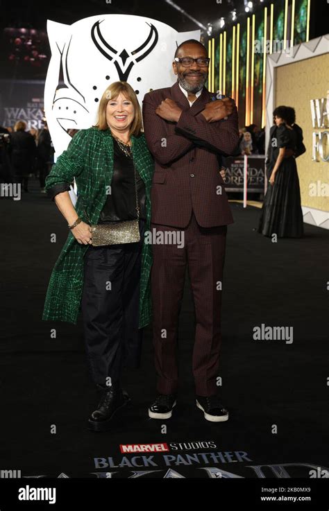 Lisa Makin and Sir Lenny Henry attending the European premiere of Black Panther: Wakanda Forever ...