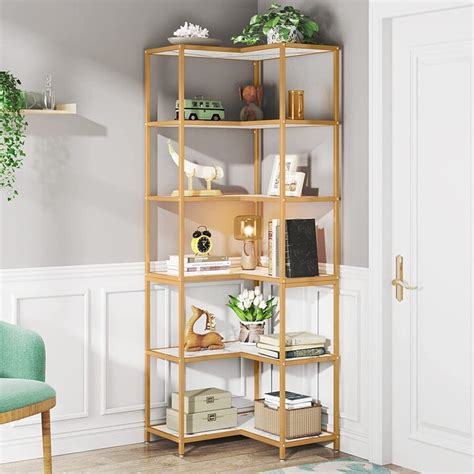 Farfarview 6-Shelf Corner Bookshelf, Modern 70.9" Tall L-Shaped Corner Bookcase - ShopStyle Home ...