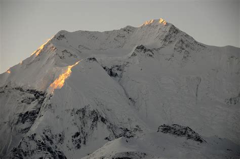 07 Annapurna II Summit Close Up At Sunrise From Waterfall Camp On The ...