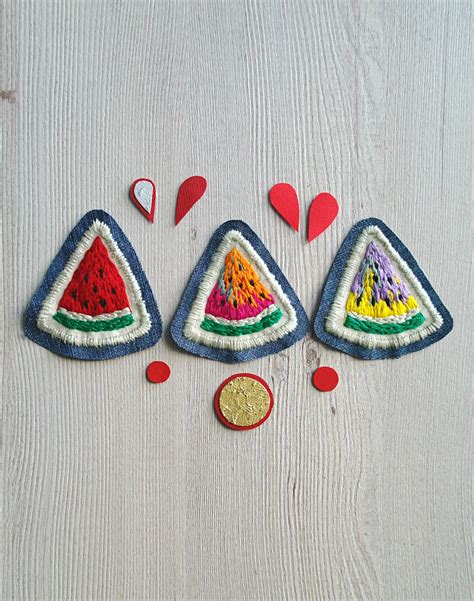 Watermelon Patch Embroidered Patches Indie Patches - Etsy