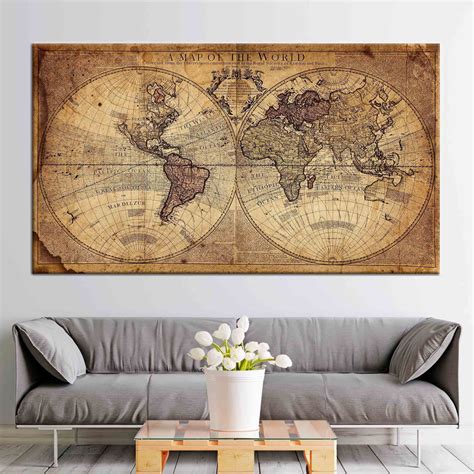 Colorful World Map Canvas Wall Art Map Of The World Multi Panel Print ...