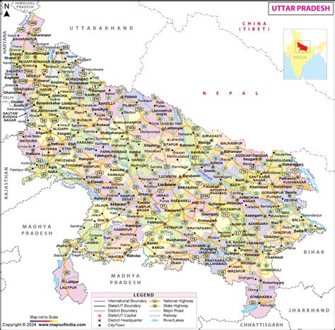 Uttar Pradesh Map, State, Divisions and District Information of UP