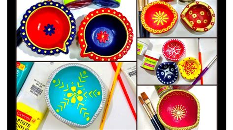Diya Painting Ideas for Diwali / Diwali Decor / Diya Decoration Ideas - YouTube