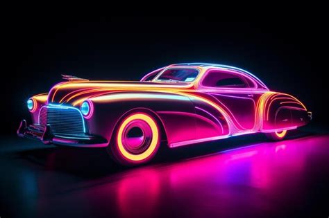 Premium AI Image | A car with a neon lights on the