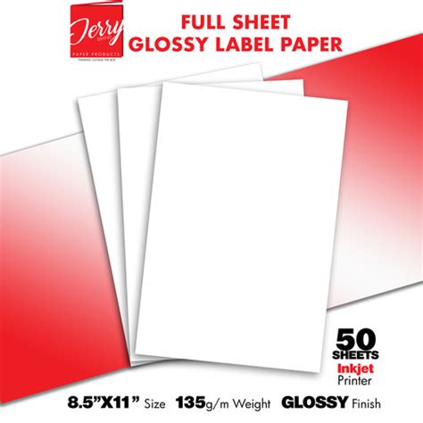 50 FULL SHEET GLOSSY LABELS (INKJET) | sochicbyshakea