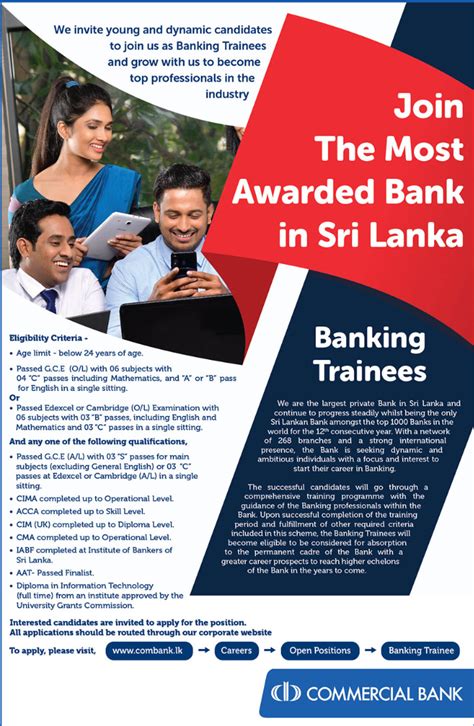 Banking Trainee 2023 Full details-commercial bank - Ceylon Vacancy