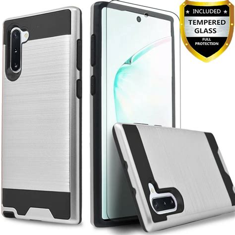 Samsung Galaxy Note 10 Plus Case, 2-Piece Style Hybrid Shockproof Hard Case Cover with [Tempered ...