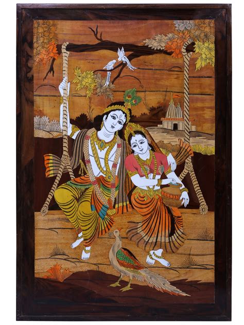 Radha Krishna On Swing | Mysore Painting | Exotic India Art