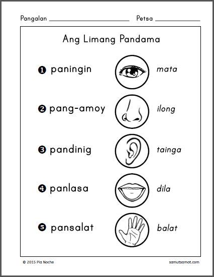 Ang Limang Pandama in 2020 | Elementary worksheets, Preschool worksheets, Free kindergarten ...