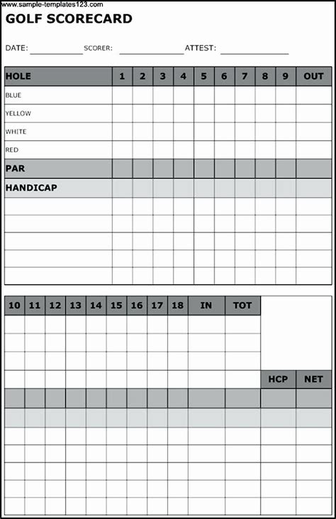 Printable Blank Golf Scorecard Template - Printable Word Searches