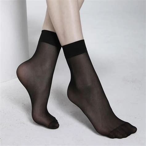 Aliexpress.com : Buy 10 Pairs/ lot Womens Short Sock Thin Transparent Crystal Silk Socks Women ...