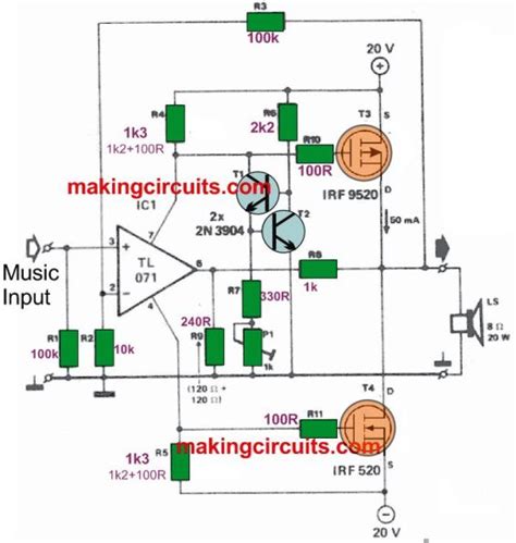 Designing a MOSFET Power Amplifier Circuit