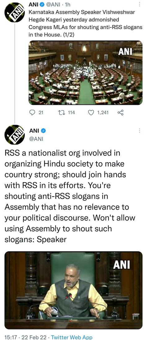 Karnataka Assembly Speaker on RSS : r/india