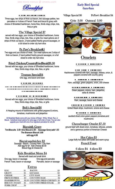 Online Menu of The Village Restaurant Restaurant, Hopkinsville, Kentucky, 42240 - Zmenu