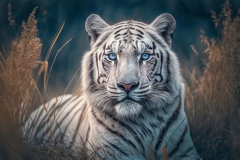 Wall mural White Bengal Tiger with Blue Eyes from Scandiwall | Wallpassion