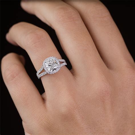 Split Shank Halo Setting For Cushion Cut Diamond in 14K White Gold | R2988 | Adiamor