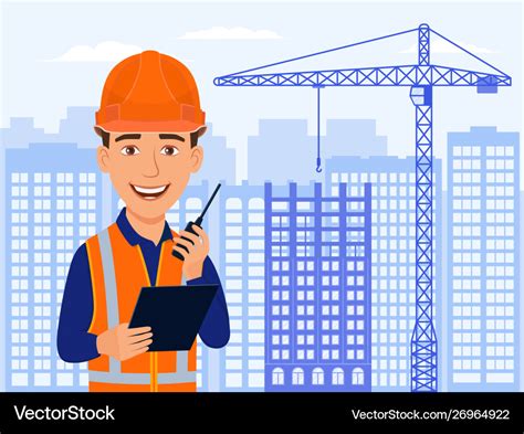 Builder civil engineer smile cartoon character Vector Image