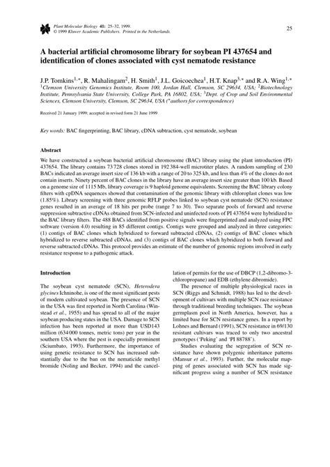 (PDF) A bacterial artificial chromosome library for soybean PI 437654 and identification of ...