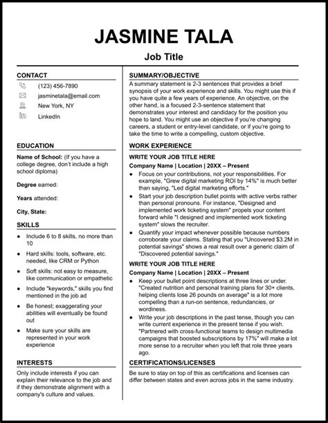 Simple Resume Templates For Students