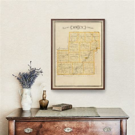 Vintage Map of Owen County, Indiana 1876 by Ted's Vintage Art