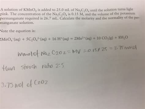 Solved A solution of KMnO_4 is added to 25.0 mL of | Chegg.com