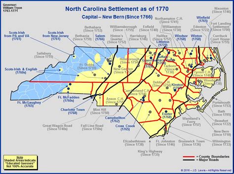 The Royal Colony of North Carolina - The Towns and Settlements in 1770 ...