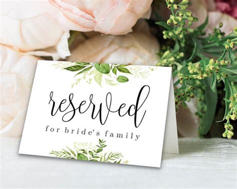 Reserved Printable Reserved Wedding Sign Reserved Table Sign Wedding ...