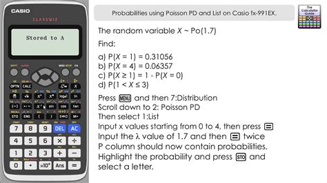 Poisson Probability Distribution (PDF) & List on Casio Classwiz fx-991EX fx-570EX - YouTube