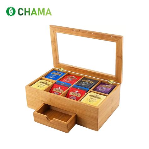 Wholesale 8 Compartments Tea Bag Organizer Transparent Lid Bamboo Box Manufacturer and Supplier ...