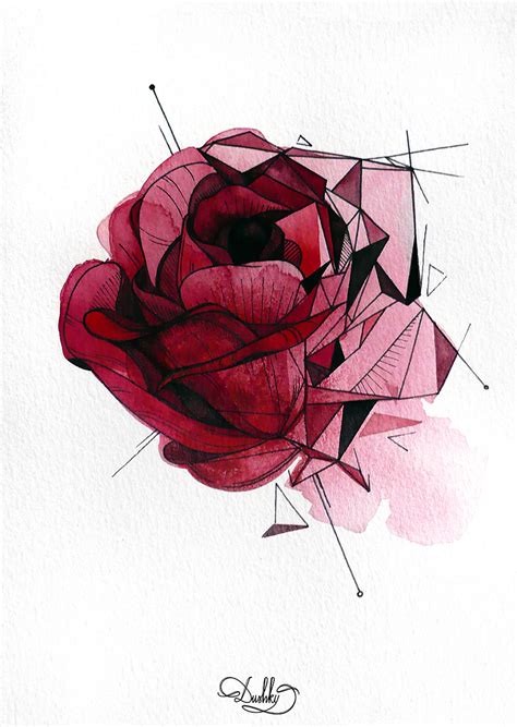 geometric rose tattoo designs