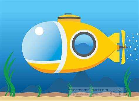 Boats and Ships Clipart - yellow-submarine-underwater-clipart - Classroom Clipart