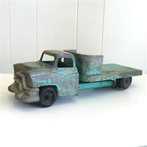 Vintage Metal Toy Truck flatbed truck shabby by LucysArtEmporium