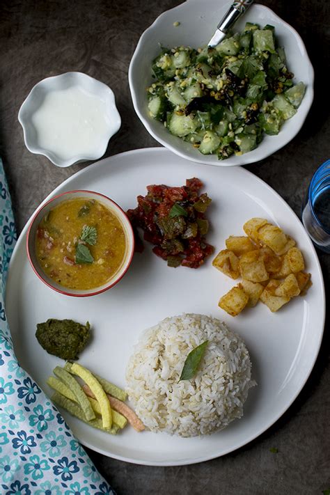 Simple South Indian Vegetarian Thali - Fresh Cucumber Salad Recipe ...