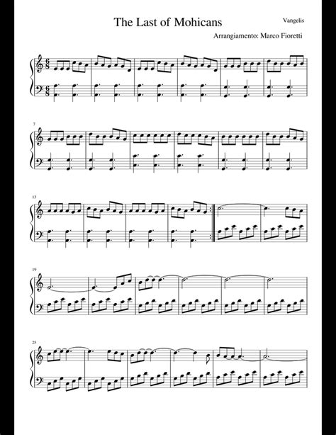 The Last of Mohicans sheet music for Piano download free in PDF or MIDI